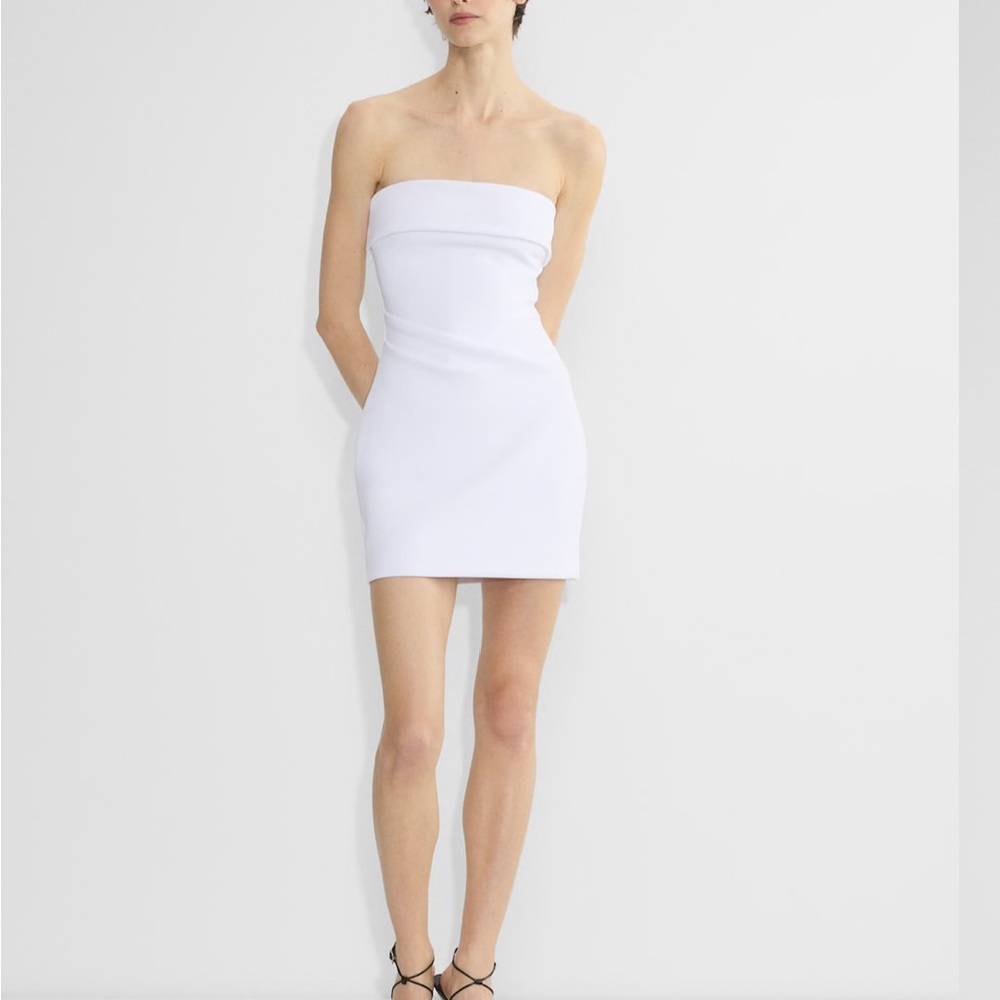 Babaton Strapless White Mini Dress